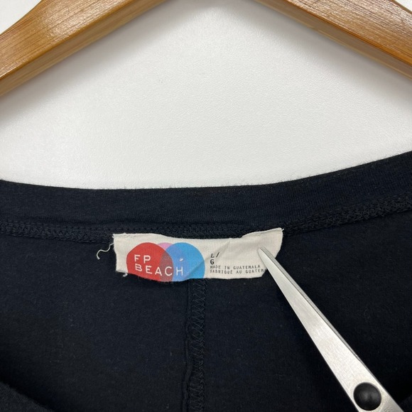 FP Beach Dress Women's Size L Black Long Sleeve Maxi Long Length Free People - Picture 4 of 9